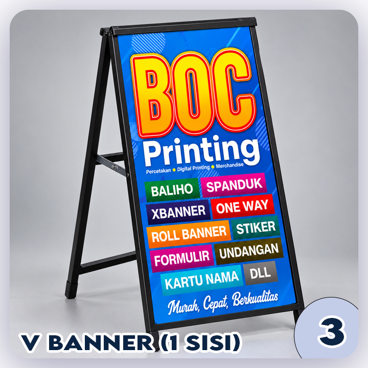 VBanner 1 SISI ukuran 50x100 cm + vinyl china (kayu)