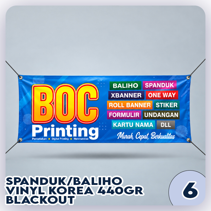 Spanduk / Baliho Bahan Vinyl Korea 440gr Blockout