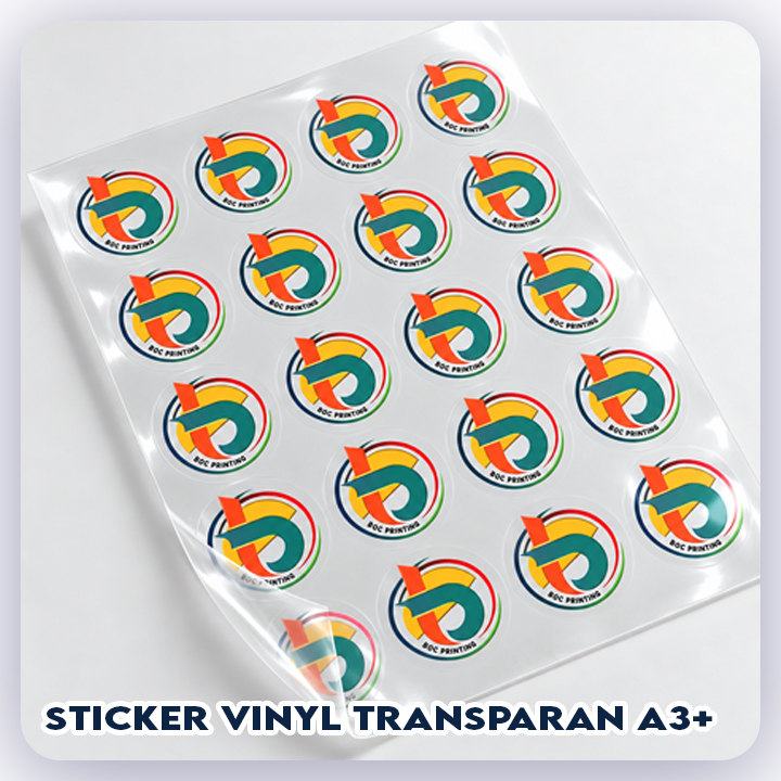 Sticker Vinyl Transparan A3+ Laminasi